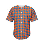 Orange And Blue Houndstooth Print Men's Baseball Jersey