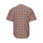 Orange And Blue Houndstooth Print Men's Baseball Jersey