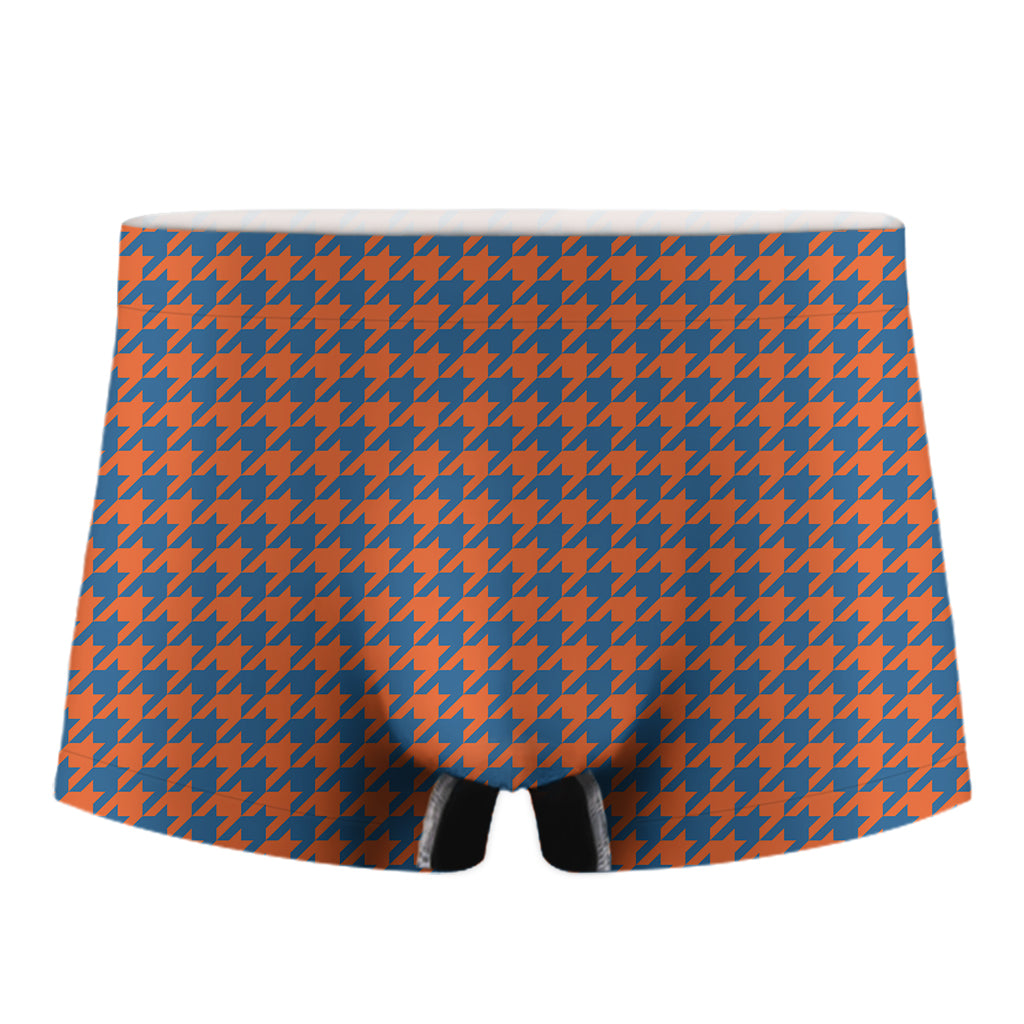 Orange And Blue Houndstooth Print Men's Boxer Briefs