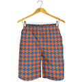 Orange And Blue Houndstooth Print Men's Shorts