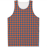 Orange And Blue Houndstooth Print Men's Tank Top