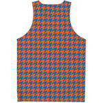 Orange And Blue Houndstooth Print Men's Tank Top