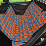 Orange And Blue Houndstooth Print Pet Car Back Seat Cover