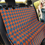 Orange And Blue Houndstooth Print Pet Car Back Seat Cover