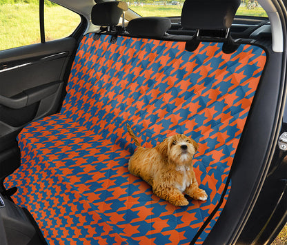 Orange And Blue Houndstooth Print Pet Car Back Seat Cover