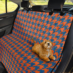 Orange And Blue Houndstooth Print Pet Car Back Seat Cover