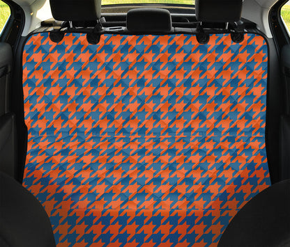 Orange And Blue Houndstooth Print Pet Car Back Seat Cover