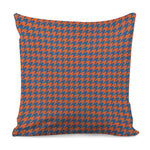 Orange And Blue Houndstooth Print Pillow Cover