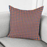 Orange And Blue Houndstooth Print Pillow Cover