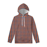 Orange And Blue Houndstooth Print Pullover Hoodie