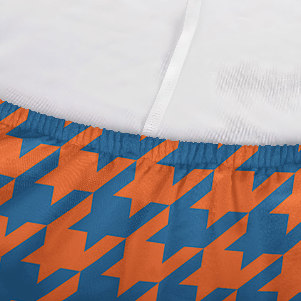 Orange And Blue Houndstooth Print Sofa Cover