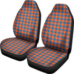 Orange And Blue Houndstooth Print Universal Fit Car Seat Covers