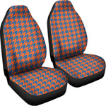 Orange And Blue Houndstooth Print Universal Fit Car Seat Covers