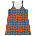 Orange And Blue Houndstooth Print Women's Racerback Tank Top