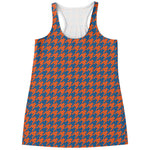 Orange And Blue Houndstooth Print Women's Racerback Tank Top