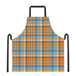 Orange And Blue Madras Pattern Print Apron