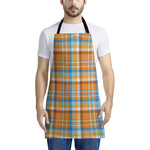 Orange And Blue Madras Pattern Print Apron