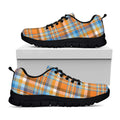 Orange And Blue Madras Pattern Print Black Running Shoes
