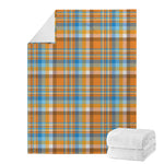 Orange And Blue Madras Pattern Print Blanket