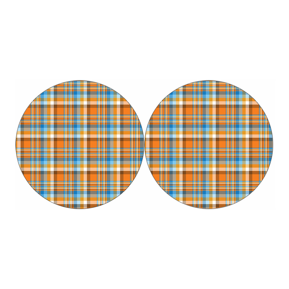 Orange And Blue Madras Pattern Print Car Coasters