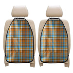 Orange And Blue Madras Pattern Print Car Seat Organizers