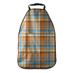 Orange And Blue Madras Pattern Print Car Seat Organizers