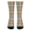 Orange And Blue Madras Pattern Print Crew Socks