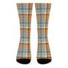 Orange And Blue Madras Pattern Print Crew Socks