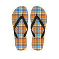 Orange And Blue Madras Pattern Print Flip Flops