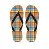 Orange And Blue Madras Pattern Print Flip Flops