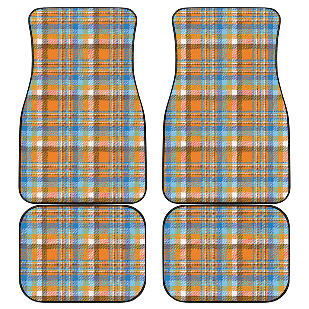 Orange And Blue Madras Pattern Print Front and Back Car Floor Mats