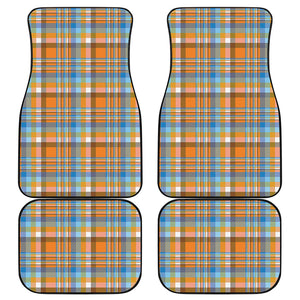 Orange And Blue Madras Pattern Print Front and Back Car Floor Mats