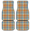 Orange And Blue Madras Pattern Print Front and Back Car Floor Mats