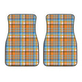 Orange And Blue Madras Pattern Print Front Car Floor Mats