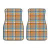 Orange And Blue Madras Pattern Print Front Car Floor Mats