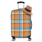 Orange And Blue Madras Pattern Print Luggage Cover