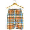 Orange And Blue Madras Pattern Print Men's Shorts