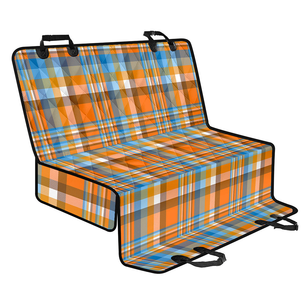 Orange And Blue Madras Pattern Print Pet Car Back Seat Cover