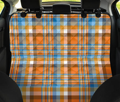 Orange And Blue Madras Pattern Print Pet Car Back Seat Cover