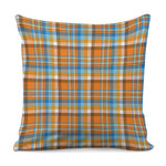 Orange And Blue Madras Pattern Print Pillow Cover