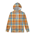 Orange And Blue Madras Pattern Print Pullover Hoodie