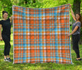 Orange And Blue Madras Pattern Print Quilt