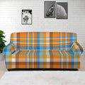 Orange And Blue Madras Pattern Print Sofa Cover