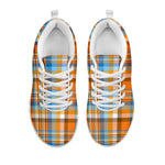 Orange And Blue Madras Pattern Print White Sneakers