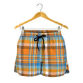 Orange And Blue Madras Pattern Print Women's Shorts