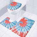 Orange And Blue Tie Dye Print 3 Piece Bath Mat Set