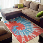Orange And Blue Tie Dye Print Area Rug