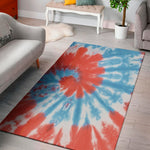 Orange And Blue Tie Dye Print Area Rug