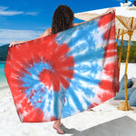 Orange And Blue Tie Dye Print Beach Sarong Wrap
