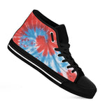 Orange And Blue Tie Dye Print Black High Top Shoes